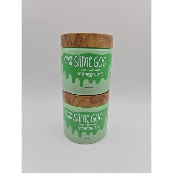 2x RAW SUGAR KIDS SLIME GOO BATH + BODY WASH WATERMELON +APPLE 6 OZ - Picture 1 of 2